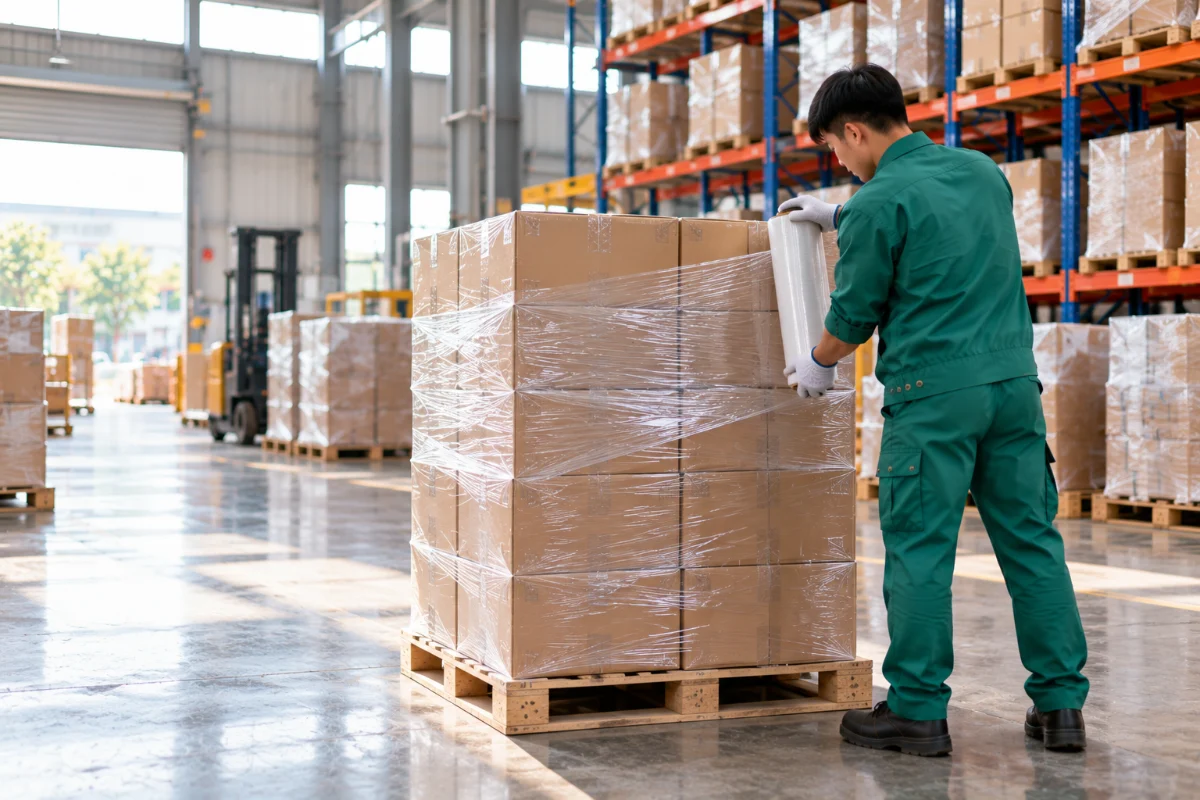 Quấn màng PE pallet hàng