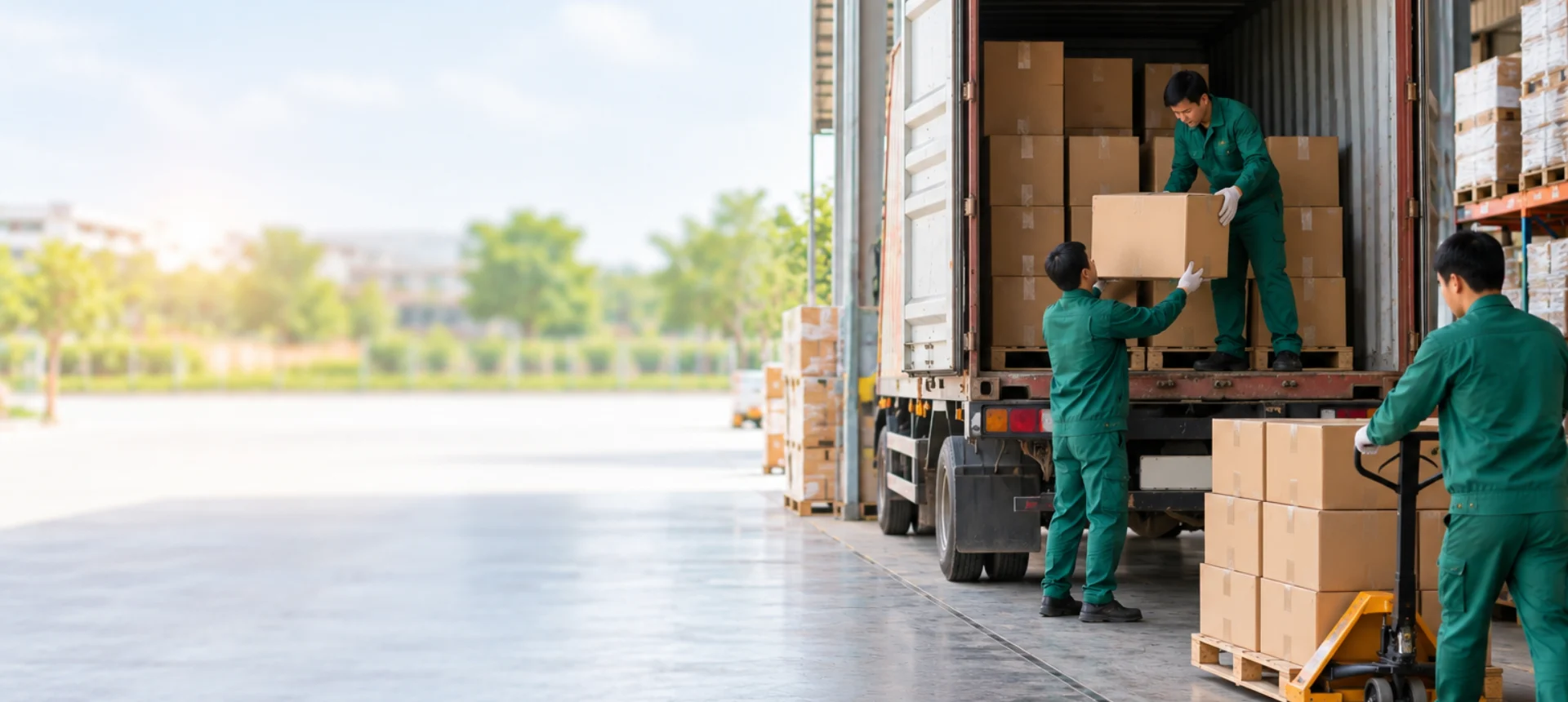 Nhân công rút hàng container tại kho